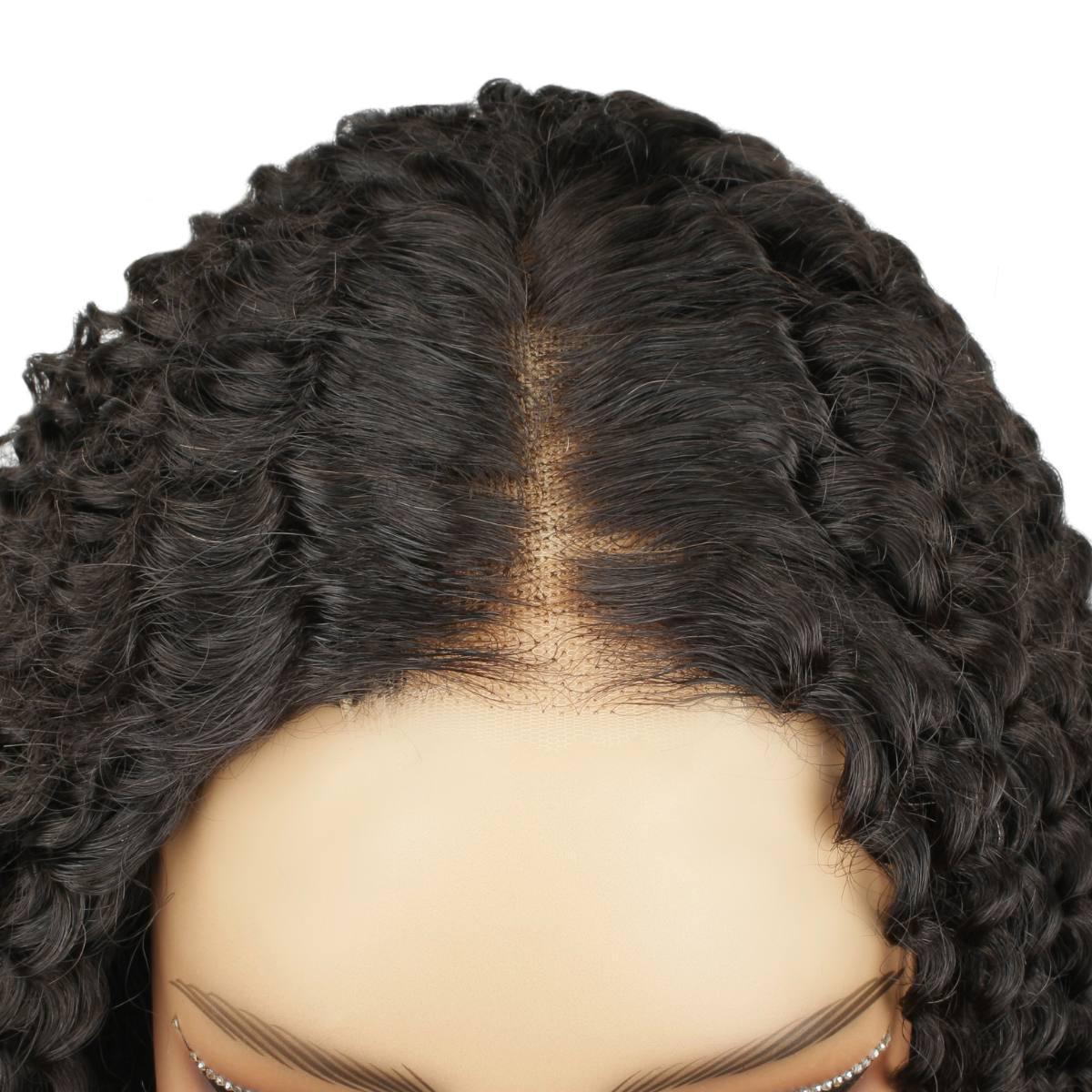 front lace view of jerry curl 2x6 hd closure wig
