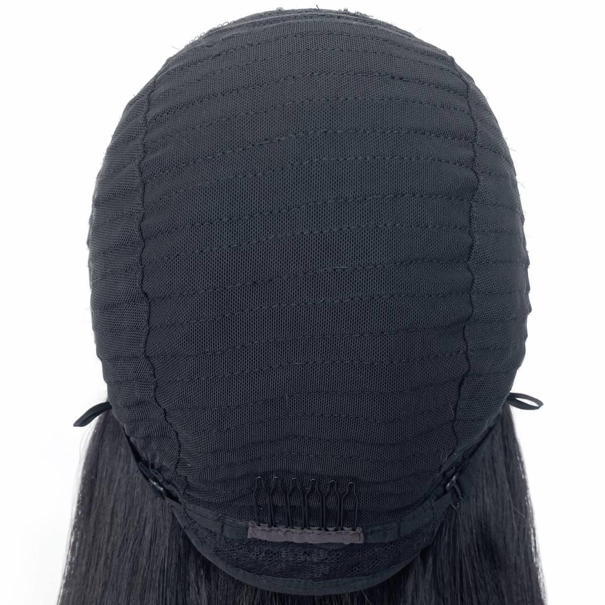 back view inside of cap straight v part wig