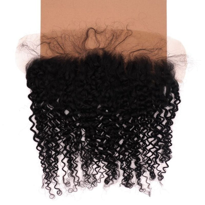 13"X4" Kinky Curly Transparent Lace Frontal brown
