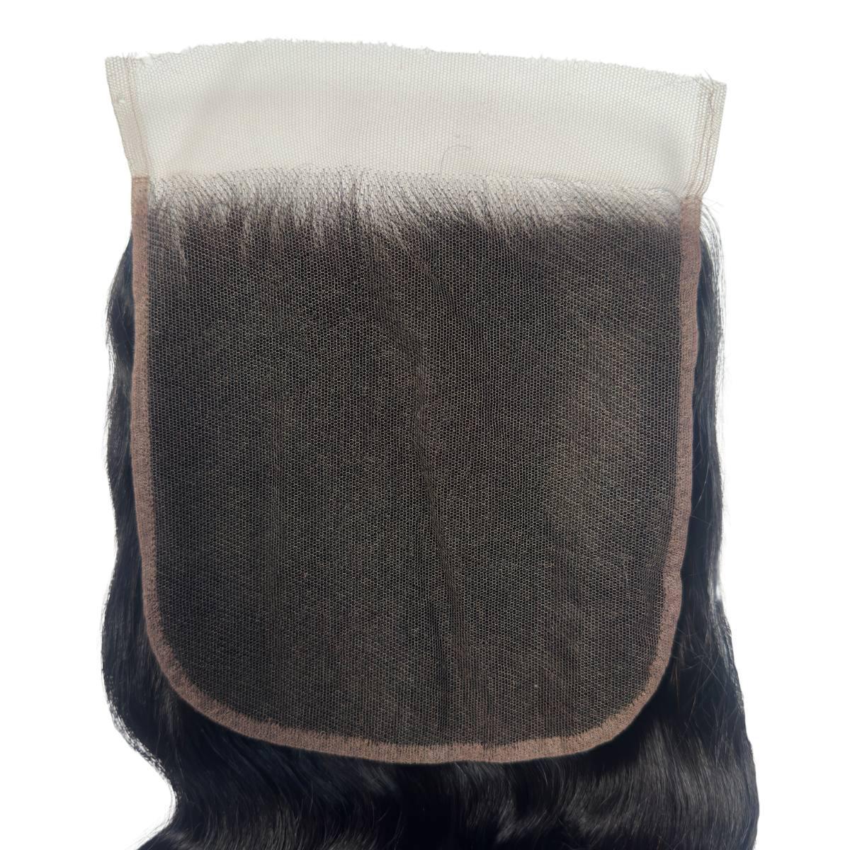 Lace view of 7x7 jet black hd body wave closure
