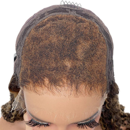 Dark Highlight Kinky Curly Closure Wig Lace