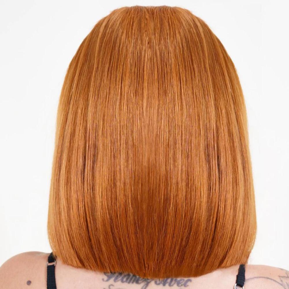 back view of cinnamon bob wig