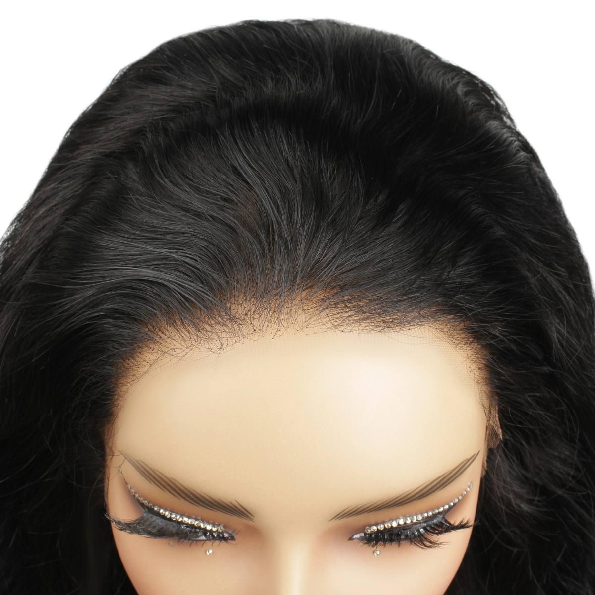 hairline view of Jet Black Body Wave Lace Front Wig