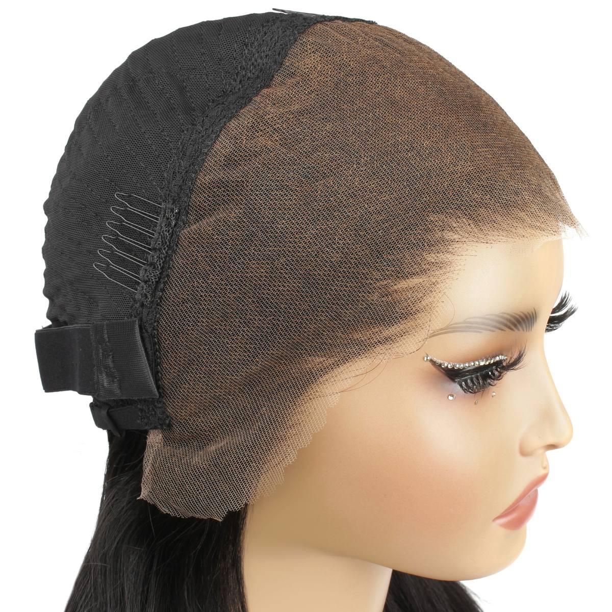 side view inside of Jet Black Body Wave Lace Front Wig
