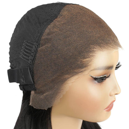 side view inside of Jet Black Body Wave Lace Front Wig