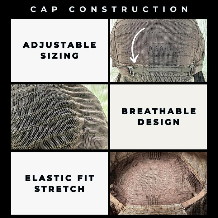 Cap Construction - Adjustable sizing - breathable wig cap - elastic stretch fit