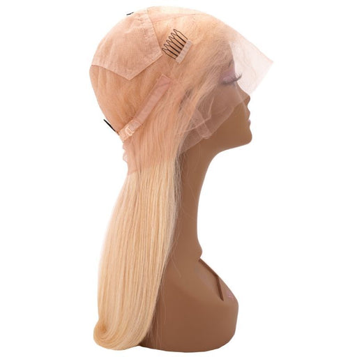 full lace blonde straight wig side cap