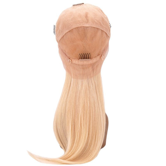 full lace blonde straight wig back cap