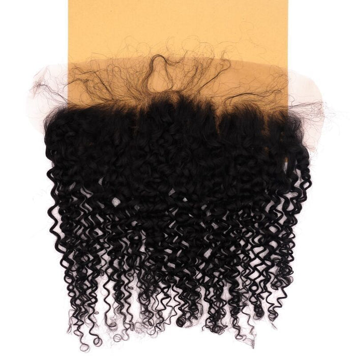 13"X4" Kinky Curly Transparent Lace Frontal tan
