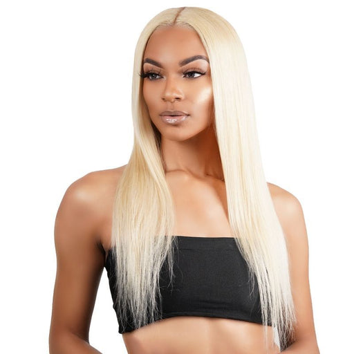 Blonde Straight Lace Front Wig On Model