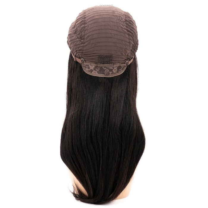 silky straight transparent closure wig inside back